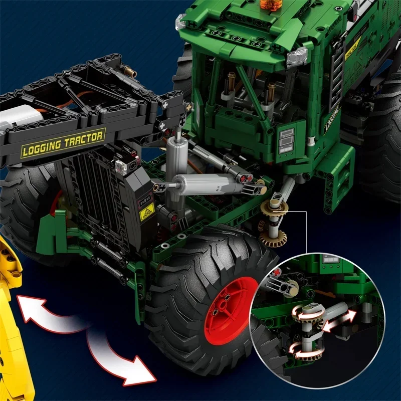 1741 pçs rc blocos de construção trator de madeira tecnologia trator agrícola eletrônico controle remoto carro tijolos modelo crianças brinquedos diy presentes