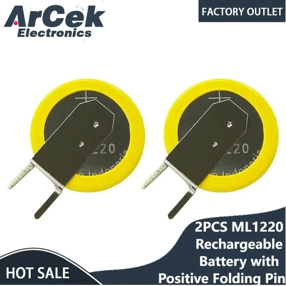 2PCS Original for PANASONIC ML1220 3V 17mAh Rechargeable Battery with Positive Folding Pin for Driving Recorder Camera