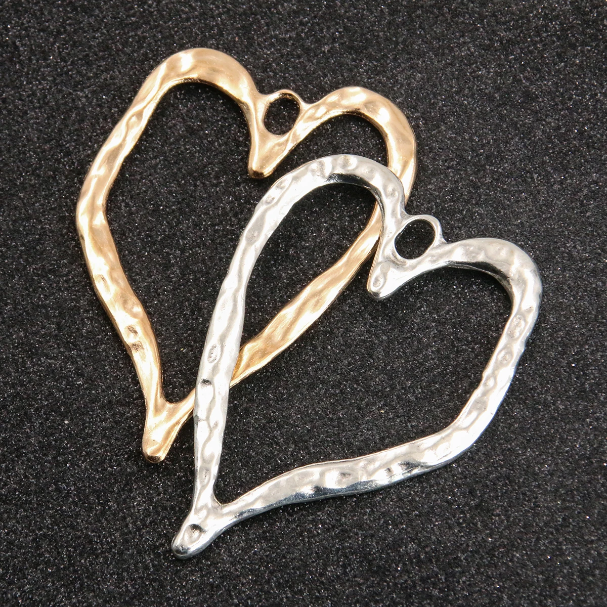 2PCS 55*79mm 2 Color Hollow Big Hearts Charms Irregular Geometry Pendant Metal Alloy DIY Necklace Bracelet Earrings Marking