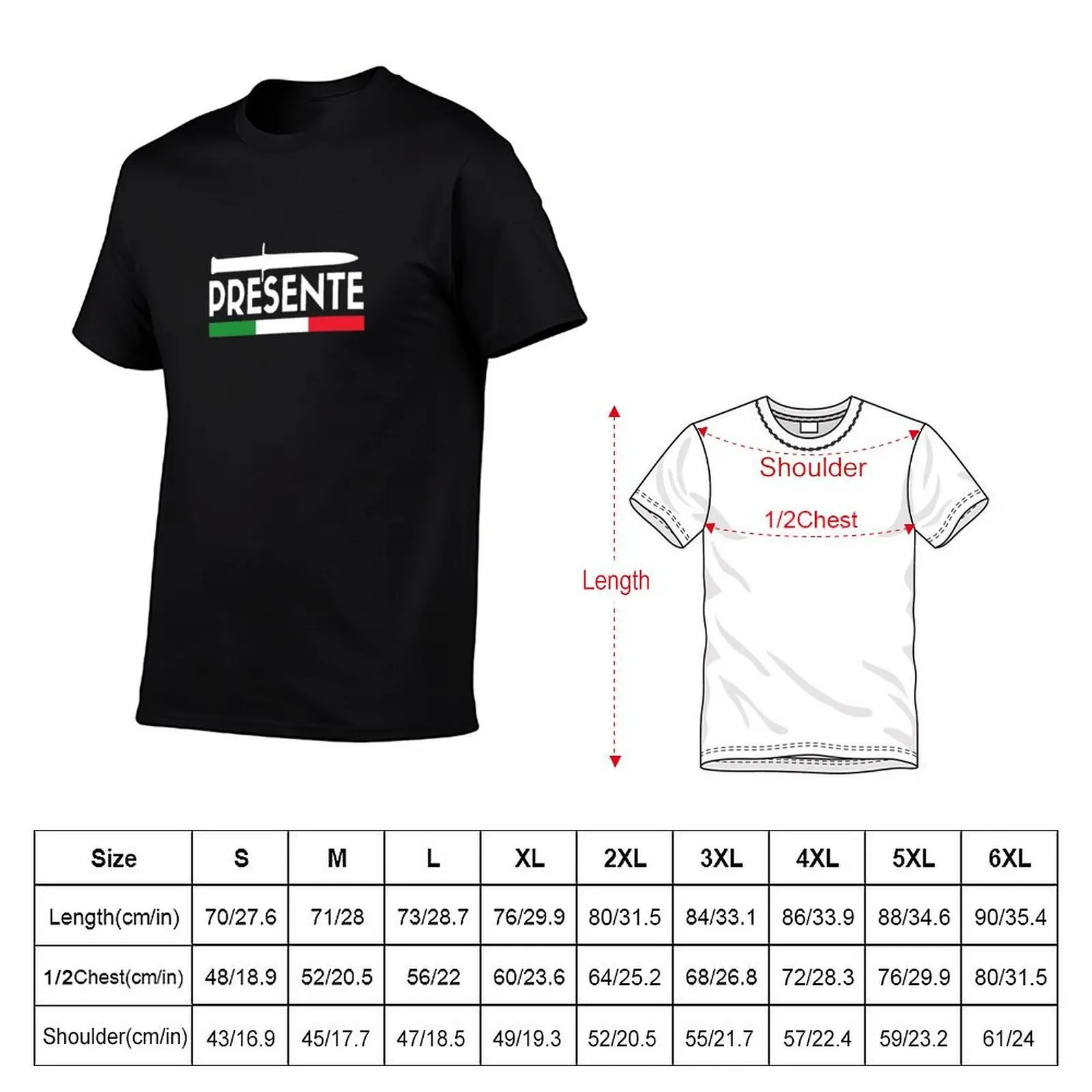 PRESENTE (arditi tribute) black version T-Shirt funny t shirts cotton t shirt man luxury T-Shirt