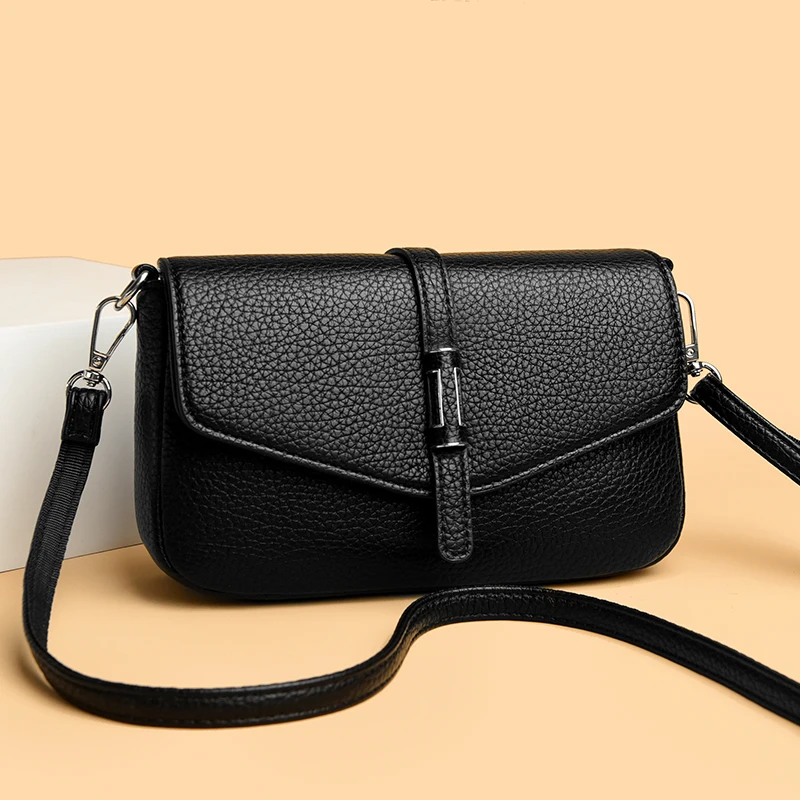 

Мягкая кожаная женская сумка-клатч 2025 года, новая универсальная сумка через плечо, качественная маленькая квадратная сумка для среднего возраста