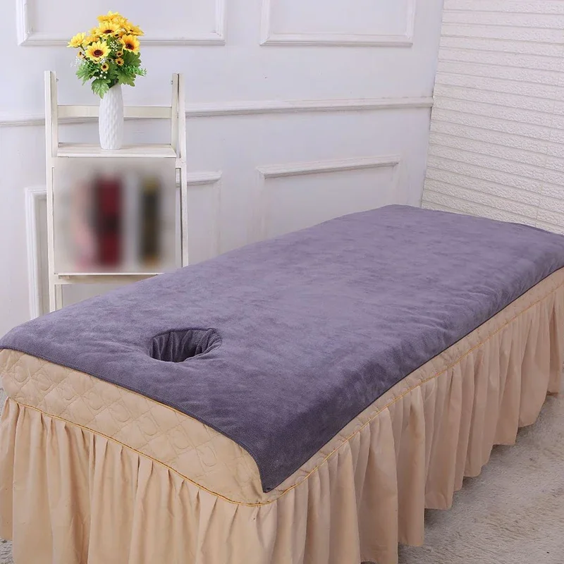 

Superfine Fiber Soft Beauty Salon Bed Towel With Hole SPA Massage Bed Table Cover Massage Physiotherapy Thicken Bath Towel