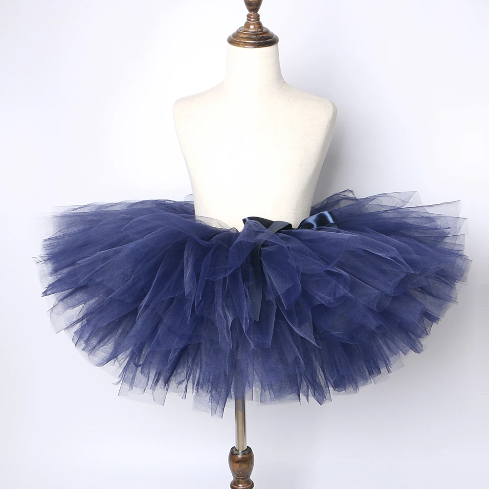 Solid Navy Tutu Skirt for Baby Girls Fluffy Ballet Tutus for Kids Toddler Photo Shoot Tulle Skirts Princess Dance Party Costumes