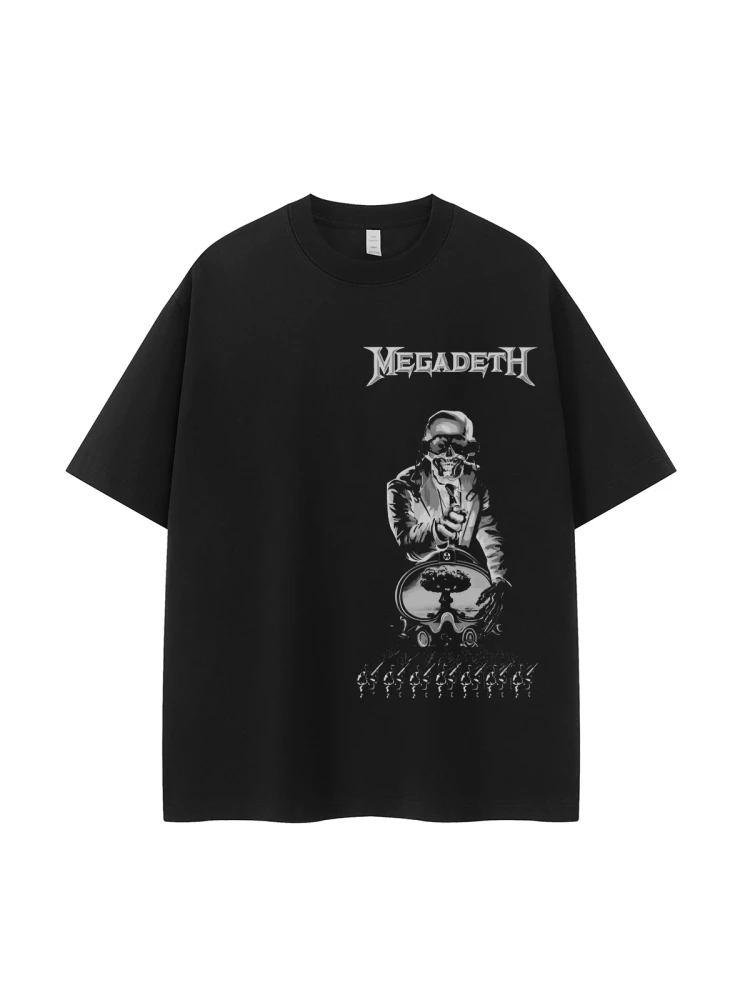 Retro American Street Style Band Dark Vtg Shoulder Drop Loose Rock Short Sleeve T-Shirt Breathable Cotton Casual Fashion Urba...