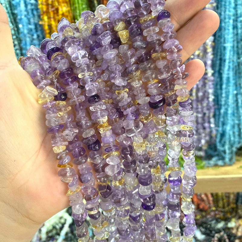 9-10mm Unregelmäßige Roh-Natursteinperlen aus Amazonit, Amethyst, Charoit für Schmuckherstellung, DIY-Armband-Charms und Zubehör – Detail 6