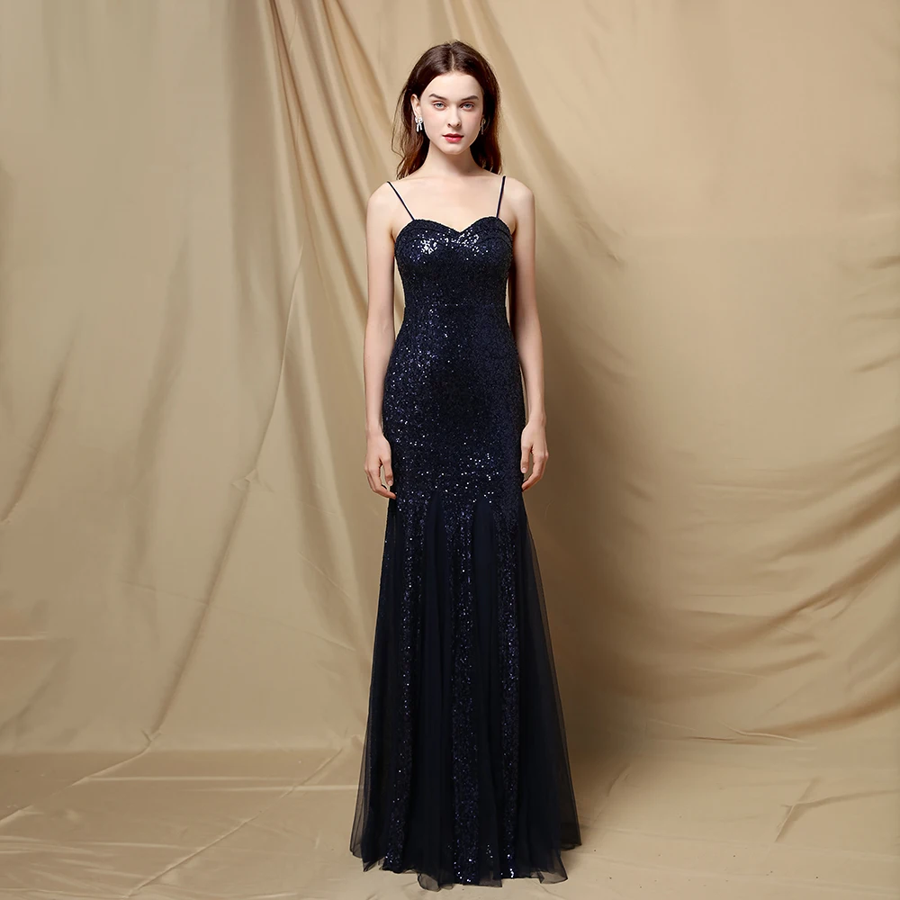 Women's Glitter Sequin Prom Dresses Long Spaghetti Straps Mermaid Corset Formal Evening  Party Gowns