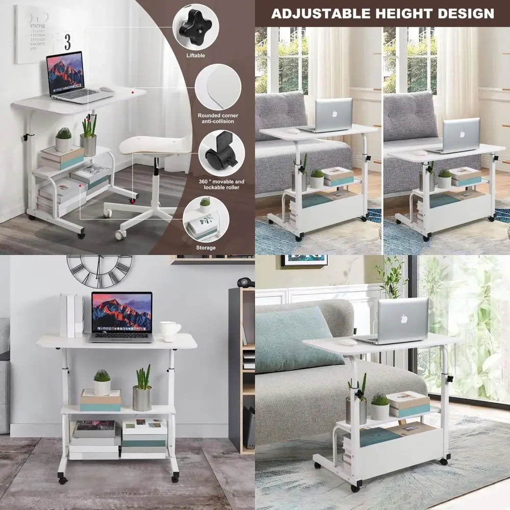 

Портативный передвижной стол для домашнего офиса, регулируемая высота, 31,5x15,7, белый