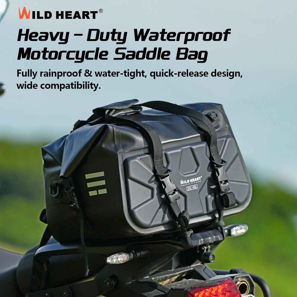 Waterproof Motorcycle Helmet Bag 40L Hard Shell Quick Release Motorcycle Tail Bag Travel Luggage Pack Bicycle Rack Storage Bag