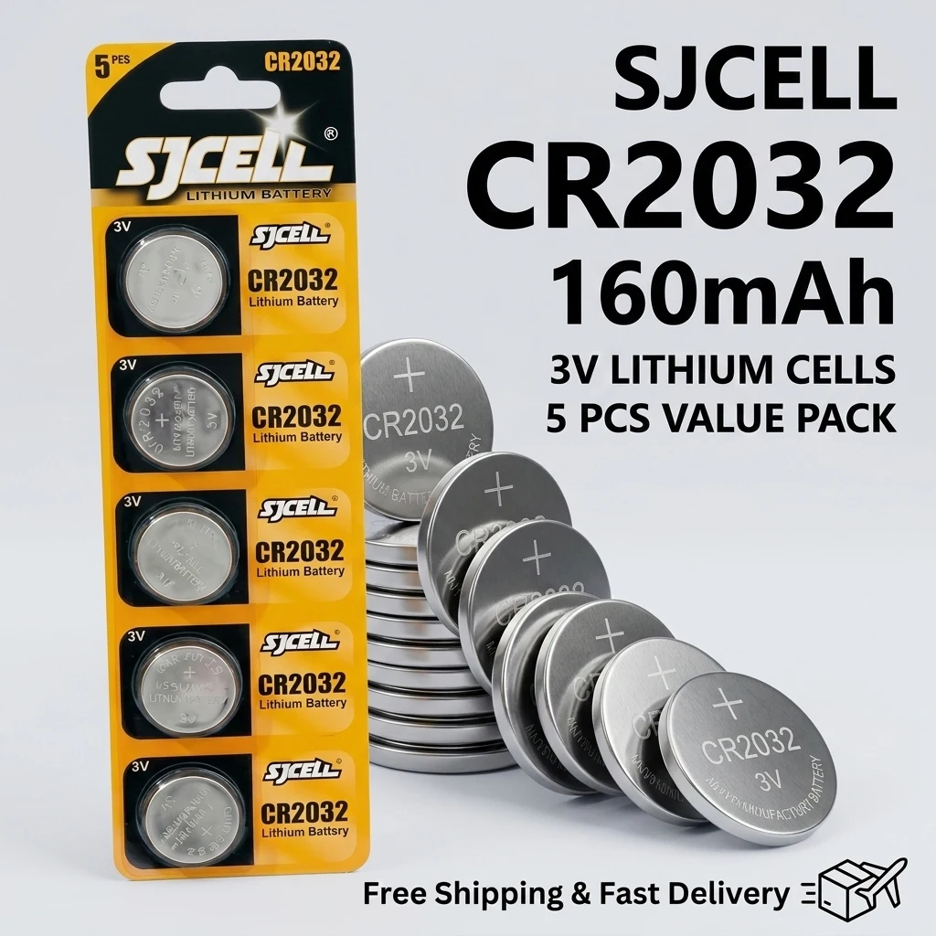 3V CR2032 Lithium Button Battery 160mAh Long Life Coin Cell for Remote Control Watch Key Fob Calculator