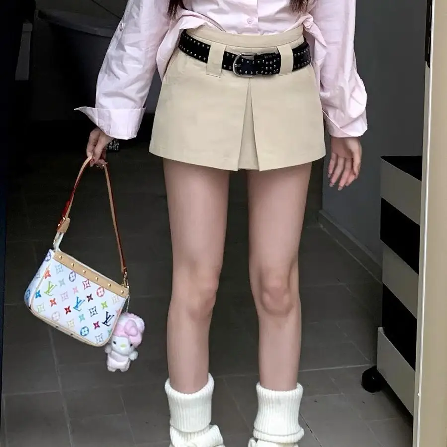 

Корейские ретро-шорты с высокой талией для женщин, весенне-летняя новинка, модные кюлоты в стиле Spice Girls.