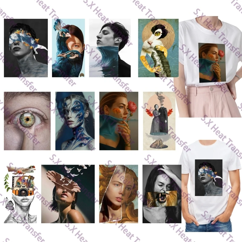 26cm Fashion Abstract Combining with nature Poster personality Clothing Backpack DIY Print Heat Transfer Vinyl Stickers Washable