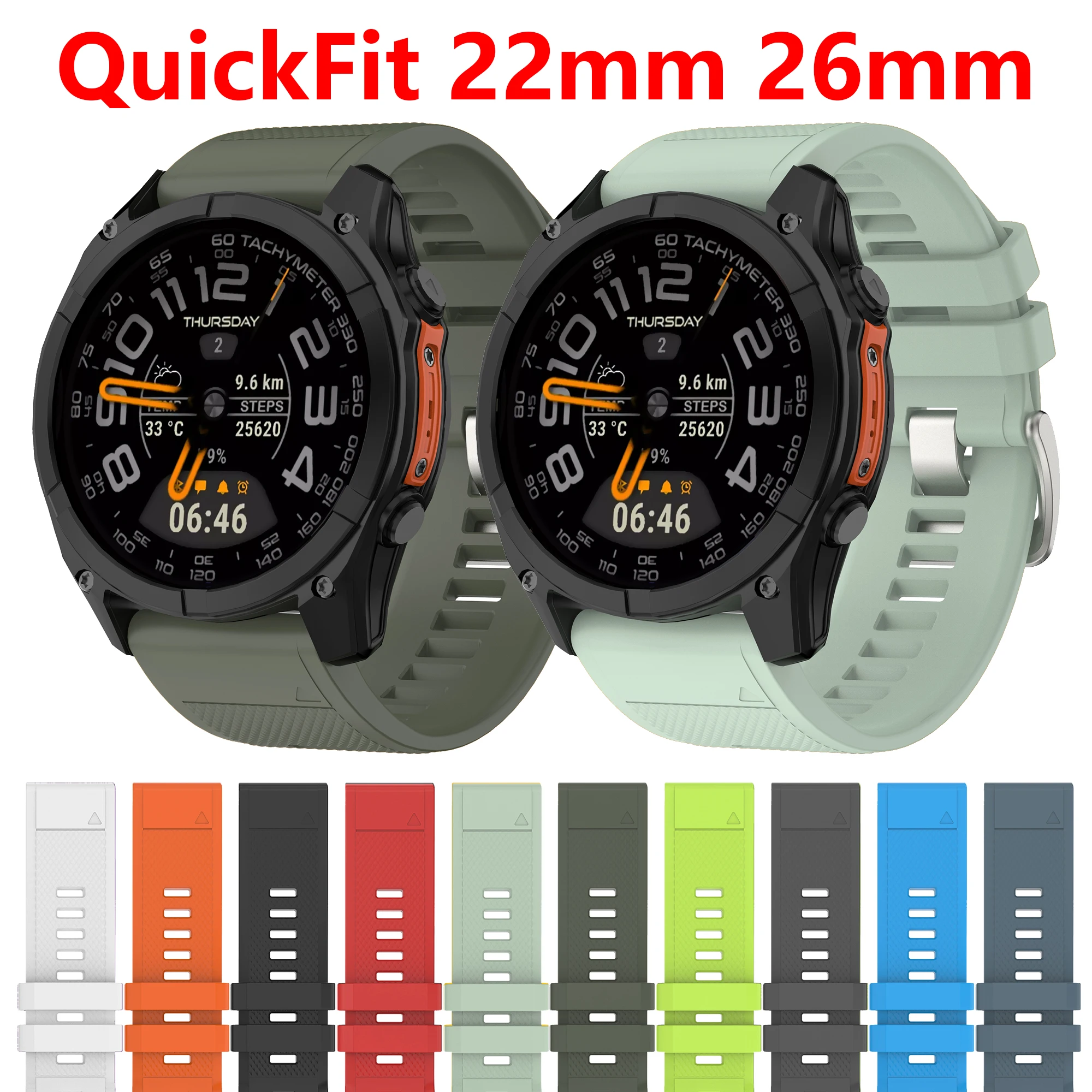 22mm 26mm QuickFit Silikon-Uhrenarmband für Garmin Fenix 8 7 7X 6 6X Pro 5 5X Plus Epix Gen2 Enduro 3 2 Tactix 7 8 Flexibles Band
