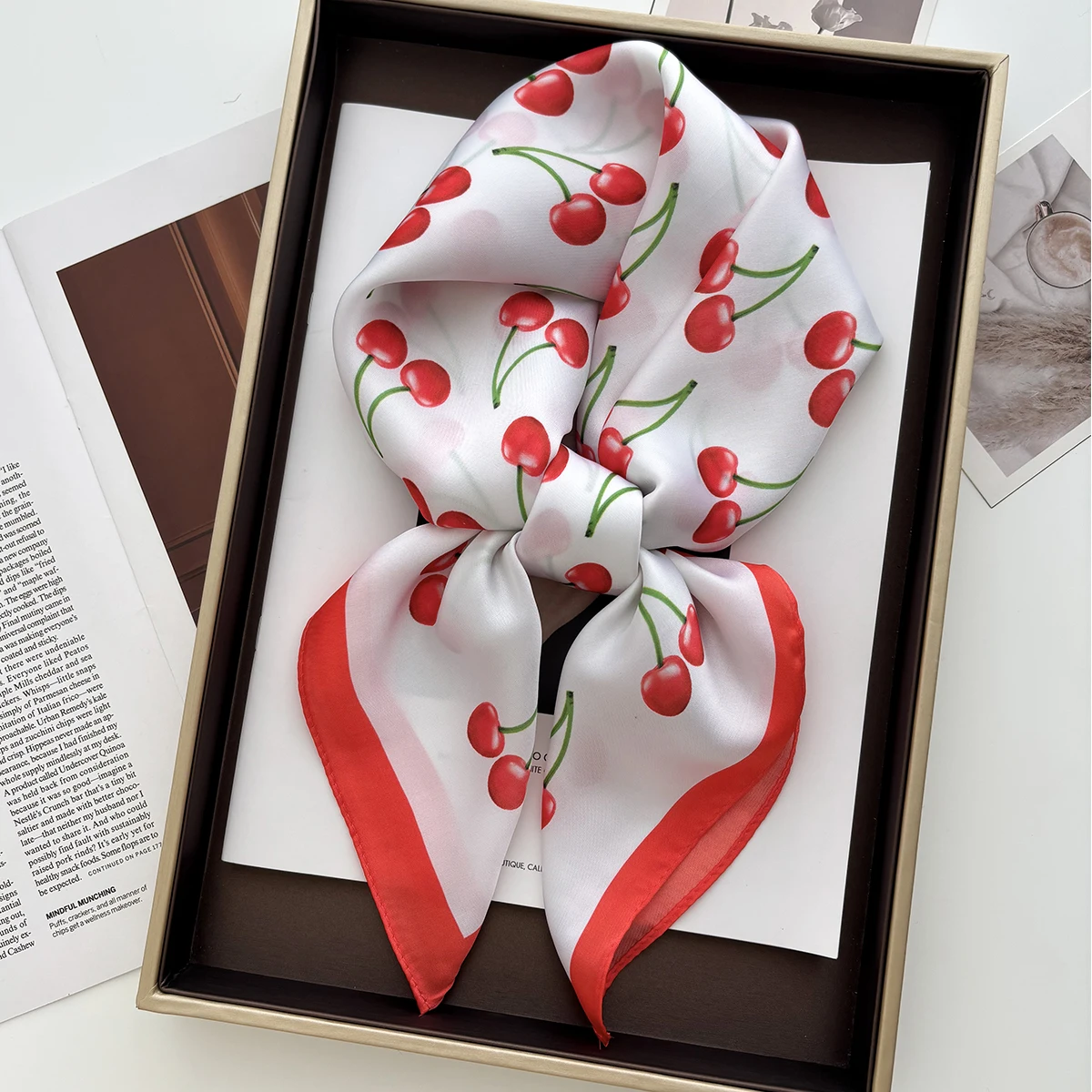 1pcs Summer Bright Color Oil Painting Lemon Print Small Square Women Satin Neck Tie Scarfs Soft Neat Ladies Neckerchiefs
