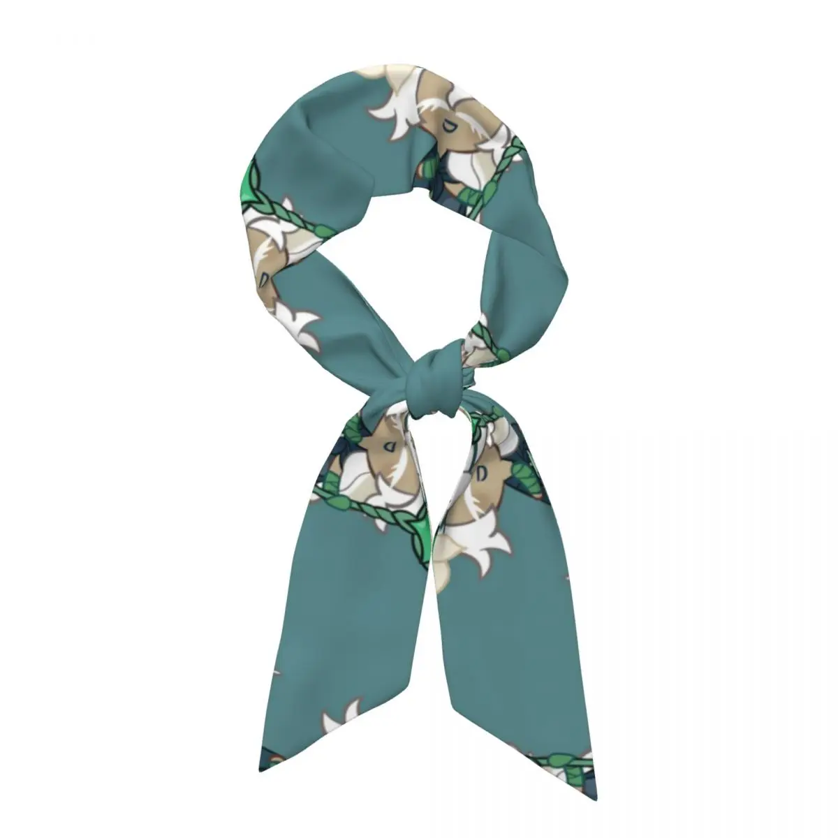 White Lily Cookie! Cookie Run Kingdom Long Women Long Narrow Scarf Silky Skinny Scarf Multi-use Neck Head Wrap for