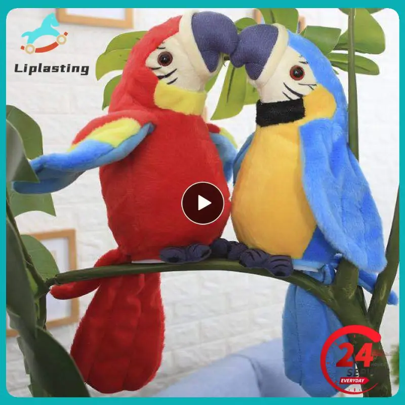 Electric Talking Parrot Plush Toy Cute Talking Record Repeats Waving Plush Bird Toy Kids Gifts