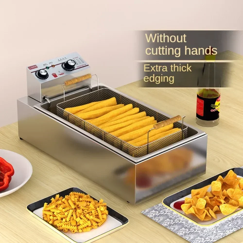 Single-Tank Electric Fryer,Commercial Use,for Frying Chicken and French Fries, Stainless Steel Scoop and Constant Temperature