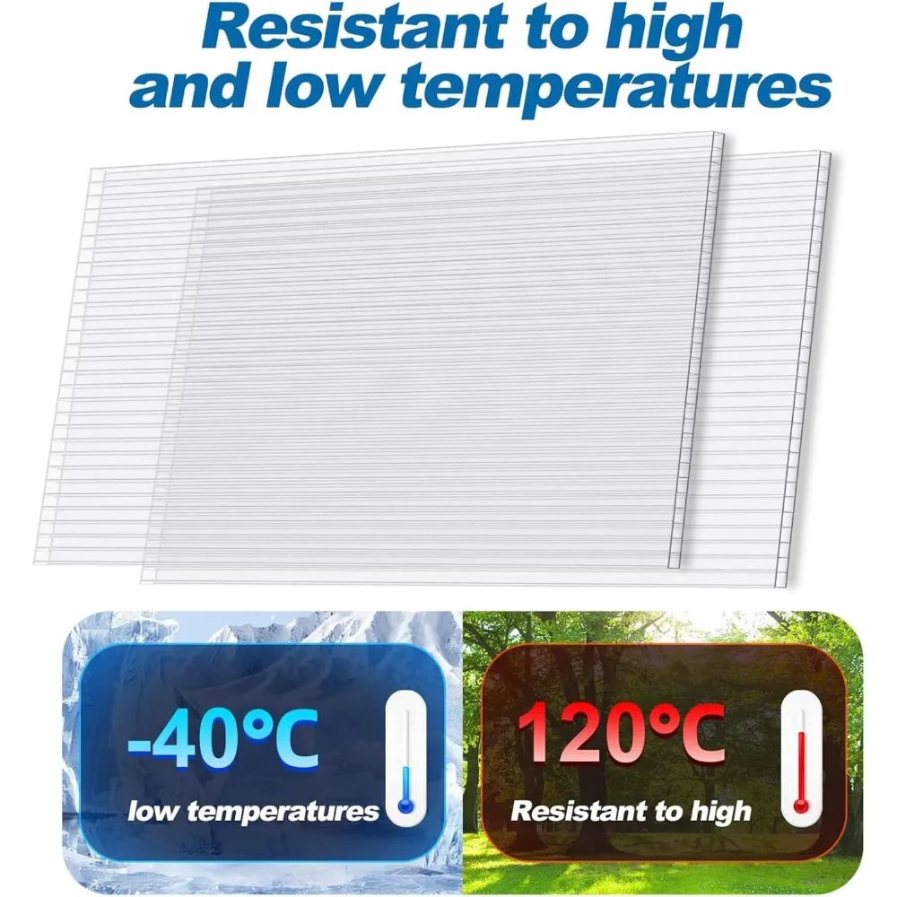 Pannelli per serra in policarbonato, confezione da 14 fogli a doppia parete da 4 mm, 4' (L) x 2' (L) x 0,16" - Impatto e infrangibile, impermeabile, UV