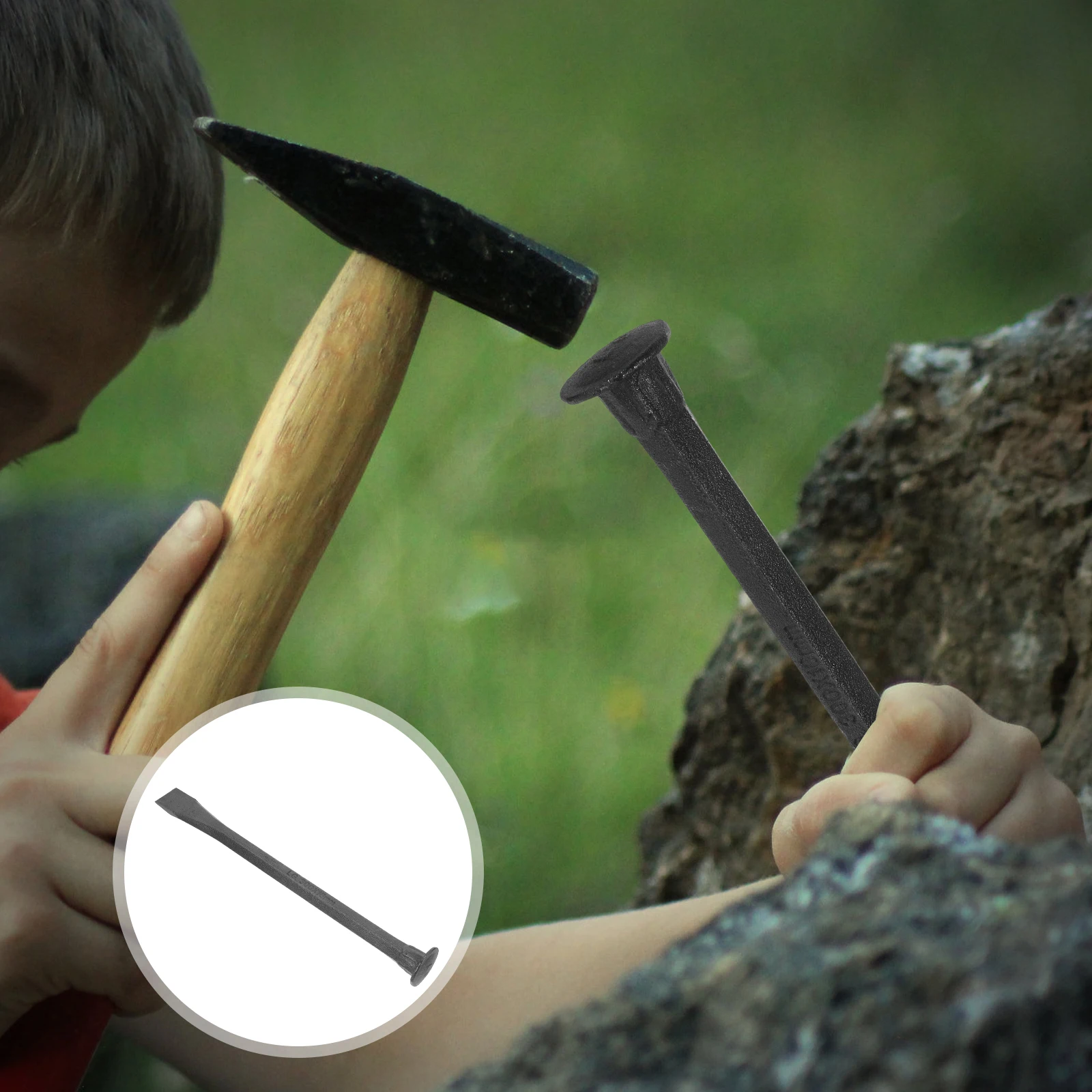 Masonry Chisel Flat Tip Carbon Stone Chisel Steel Hand Tool for Stone Wood Concrete Brick Carving DIY Projects