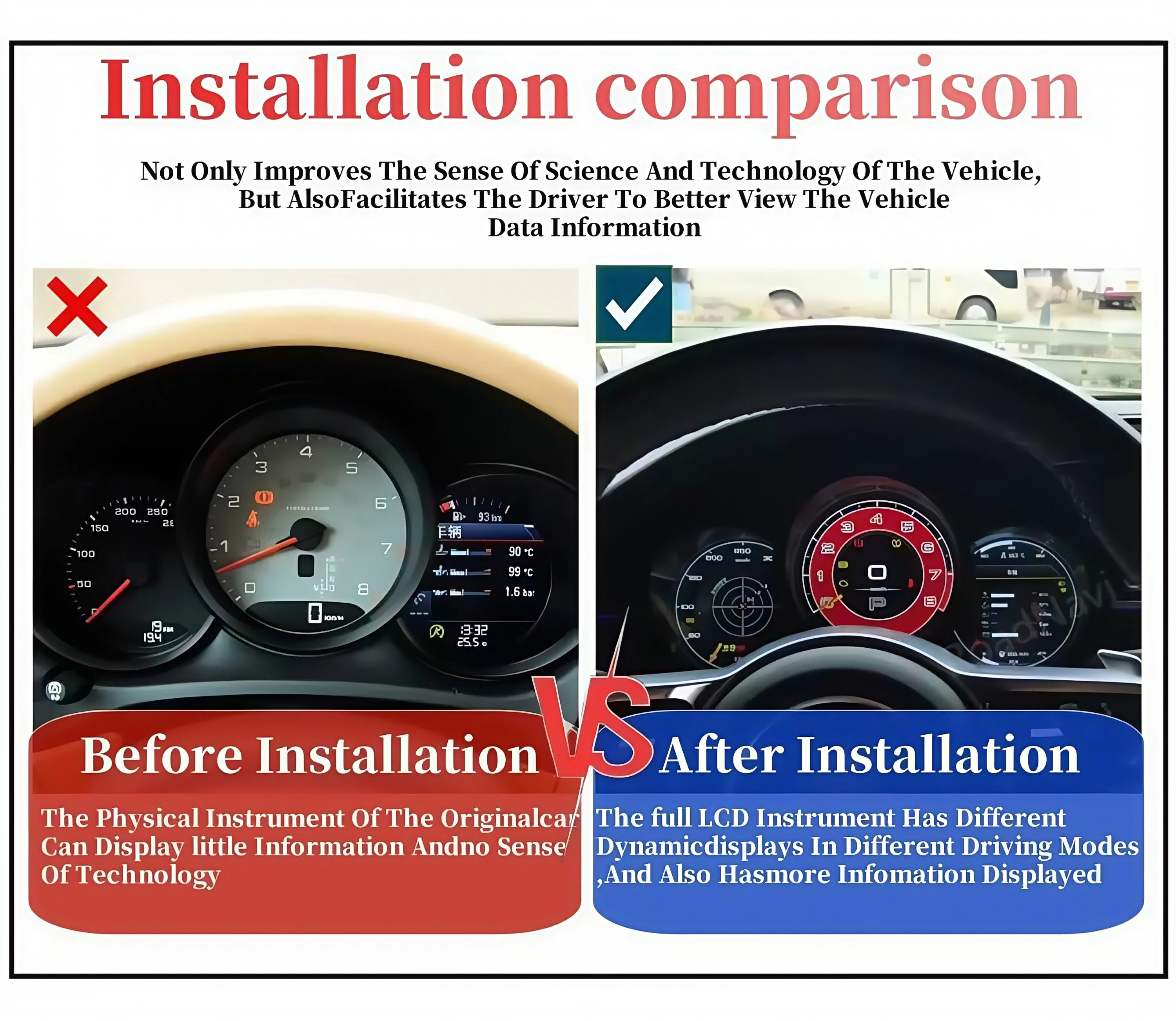 عداد سرعة السيارة للسيارات لبورشه بوكستر ماكان 718 911 981 997 2011-2016 LCD أداة لوحة قيادة السيارة الرقمية