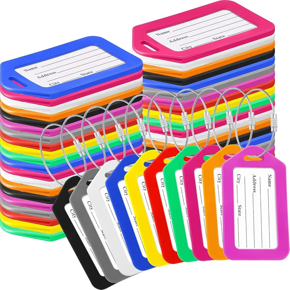 

Free Shipping200 Pcs Luggage Tags Bulk, Suitcases Backpack Baggage Name Tags with ID Card for Travel Wedding Back to School
