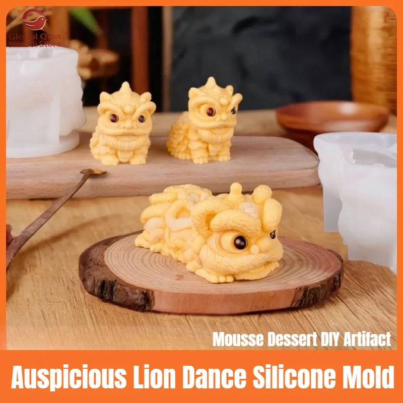 Chinese‑style National‑auspicious‑lion Food‑grade Silicone Mold, DIY Mousse, Chocolate Cake Baking, Gypsum and Grout Mold