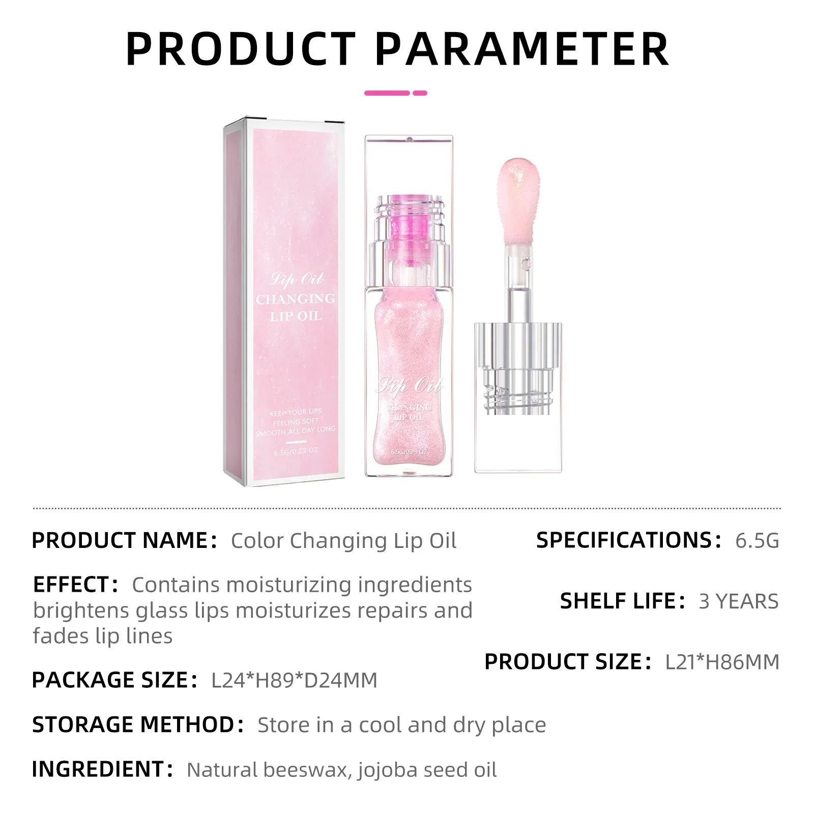 크리스탈처럼 맑은 립 오일, 거울처럼 빛나는 컬러-어댑팅 & 방수 글로스, 촉촉하고 오래 지속되는 끈적임 없는 착용감