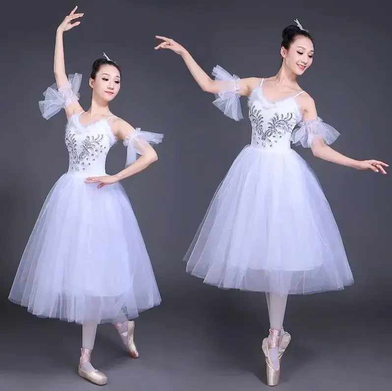 White Swan Lake Ballet Stage wear Costumes Adult Romantic Platter Ballet Dress Girls Women Classical Ballet Tutu Dance wear Suit