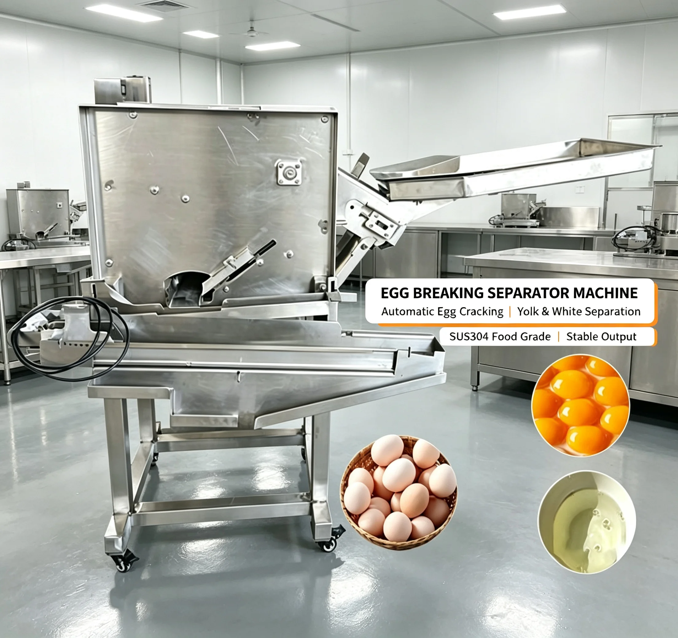 Egg Breaking Separator Machine Automatic Stainless Steel Commercial Egg Yolk White Separator Customized