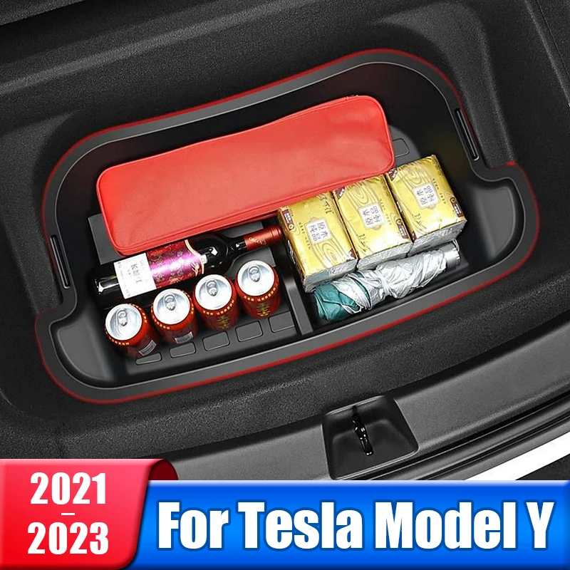 

Car Rear Trunk Storage Box For Tesla Model Y 2021 2022 2023 Cargo Tray New TPE Organizer Waterproof Protective Pad Accessories