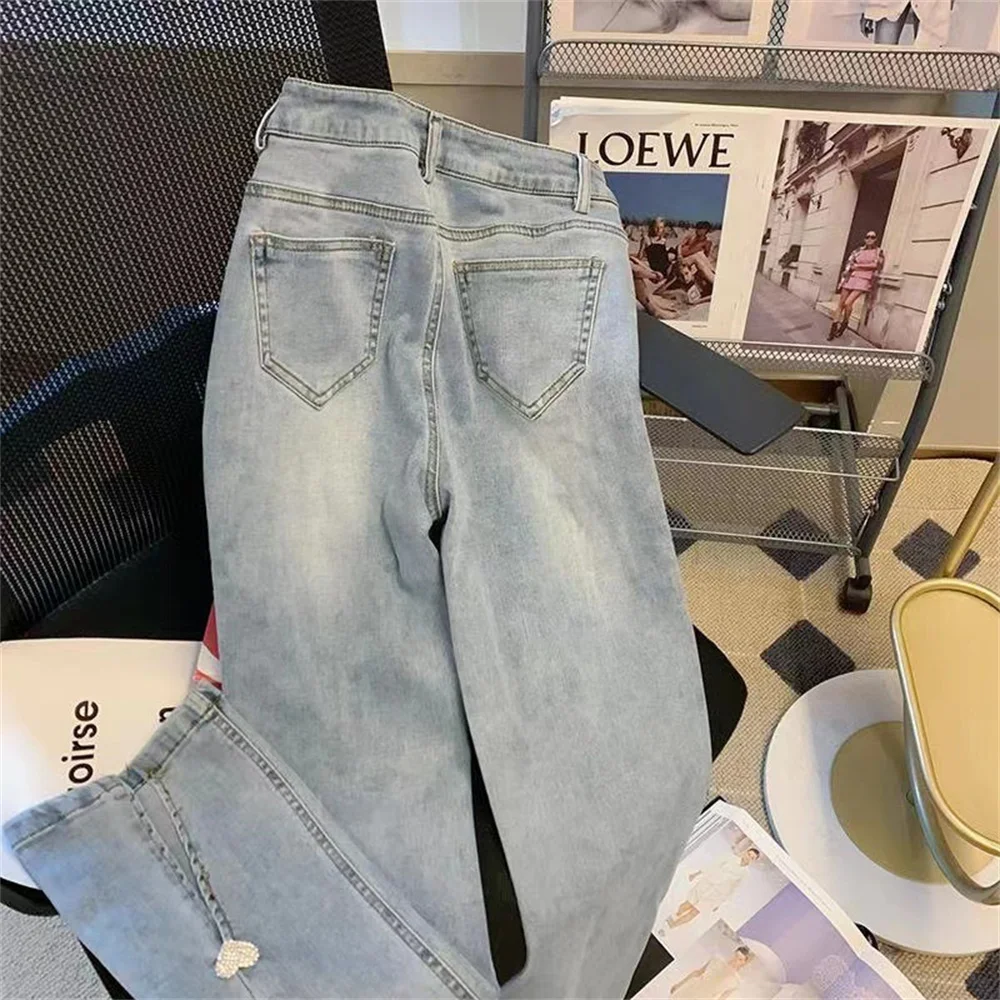 Vrouwen Broek Vrouw Jeans Hoge Taille Denim Broek Wijde Pijpen Denim Kleding Blauw Jeans Vintage Kwaliteit Mode Rechte Broek