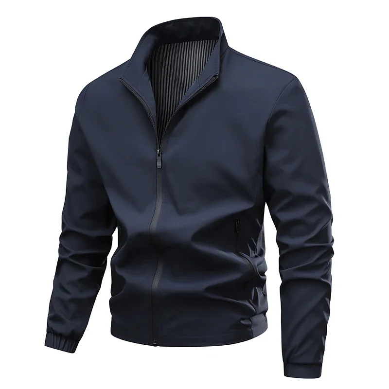 เสื้อแจ็คเก็ตผู้ชายสำหรับผู้บริหาร ฤดูใบไม้ผลิ ฤดูใบไม้ร่วง เสื้อแจ็คเก็ตธุรกิจผู้ชาย สีพื้น ปกตั้ง เสื้อผ้าผู้ชาย เสื้อโค้ทผู้ชาย เสื้อแจ็คเก็ตฤดูหนาวสำหรับผู้ชาย