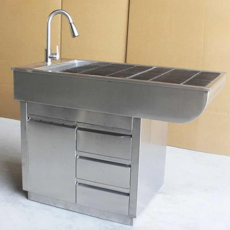 Small new Sus304 stainless steel multi-purpose pet bathtub with retractable faucet
