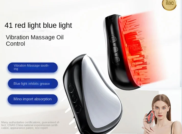 Red-Blue Light Hair Growth Device for Promoting and Preventing Hair-loss, Massage, Scalp Care, and Hair-comb Red Light Therapy