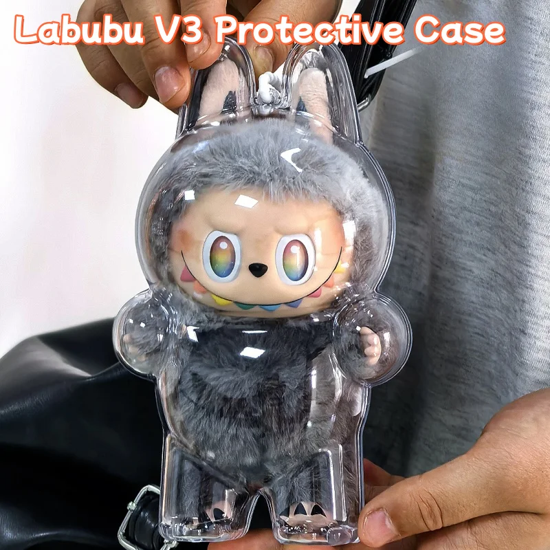 

17cm Labubu V3 Protective Case Storage Bag For Outdoor Protective Shell Transparent Convenient Case Doll Pvc Storage Accessories