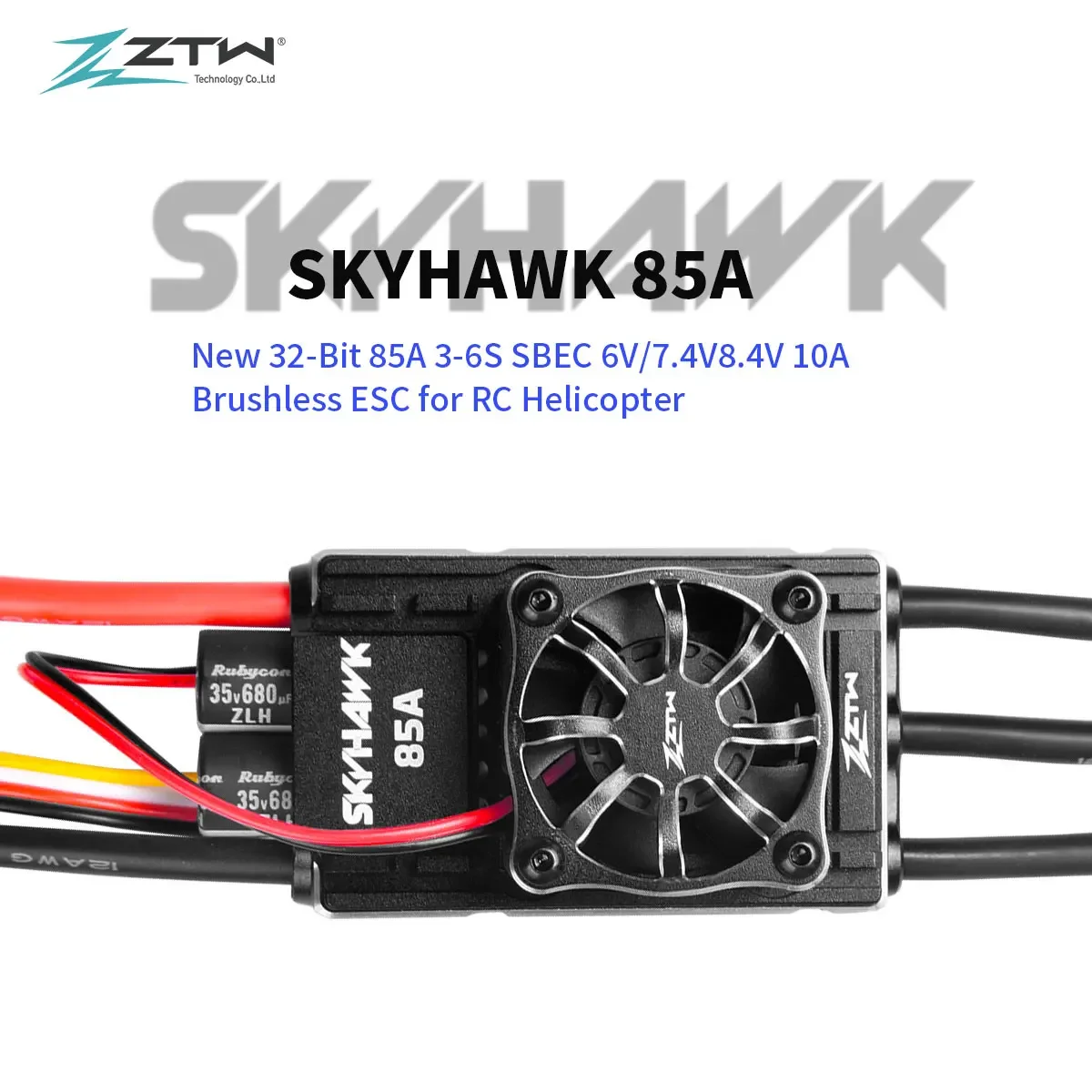 

ZTW Skyhawk 85A ESC 3-6S 6 В/7,4 В/8,4 В 10A SBEC 32-битный бесщеточный регулятор скорости для радиоуправляемого самолета F3A F3C 420-500 класса вертолета