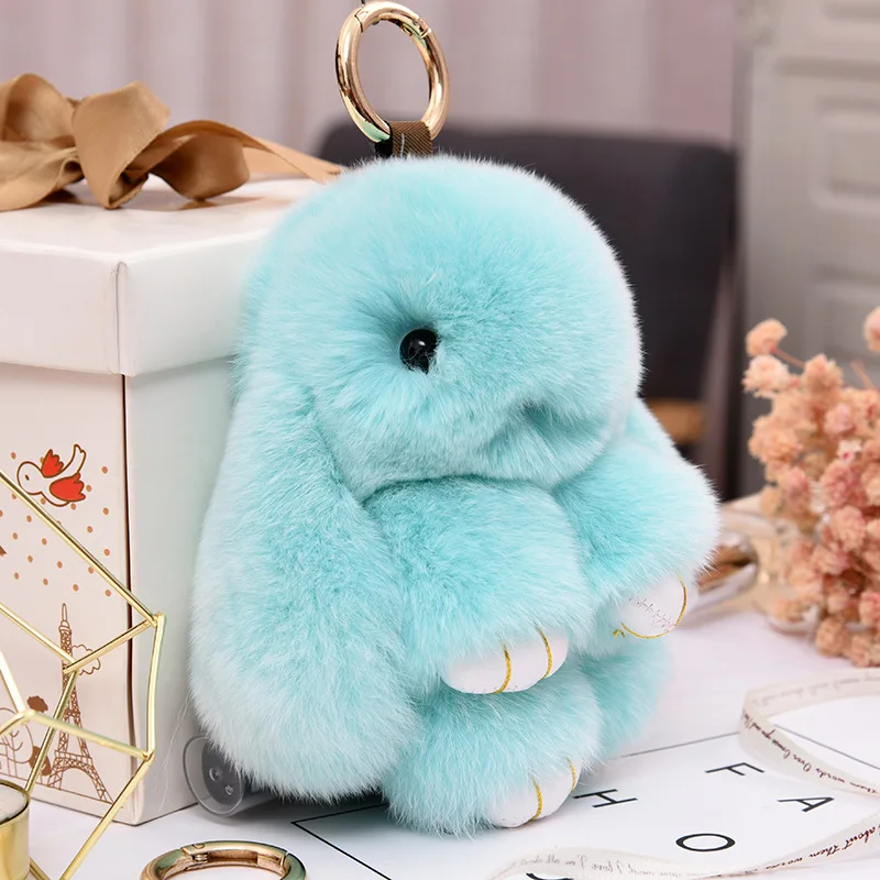 Fluffy Real Rabbit Fur Pompon Bunny Keychain Trinket Women Toy Pom Pom Rabbit Key Tags For Girls Bag Car Key Chain Jewelry Gifts