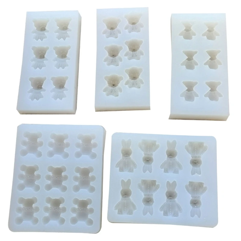 Bear Rabbit Silicone Mold Epoxy Resin DIY Ornaments Making Soap Melt Resin Baking Mold Home Decorations Drop Shipping