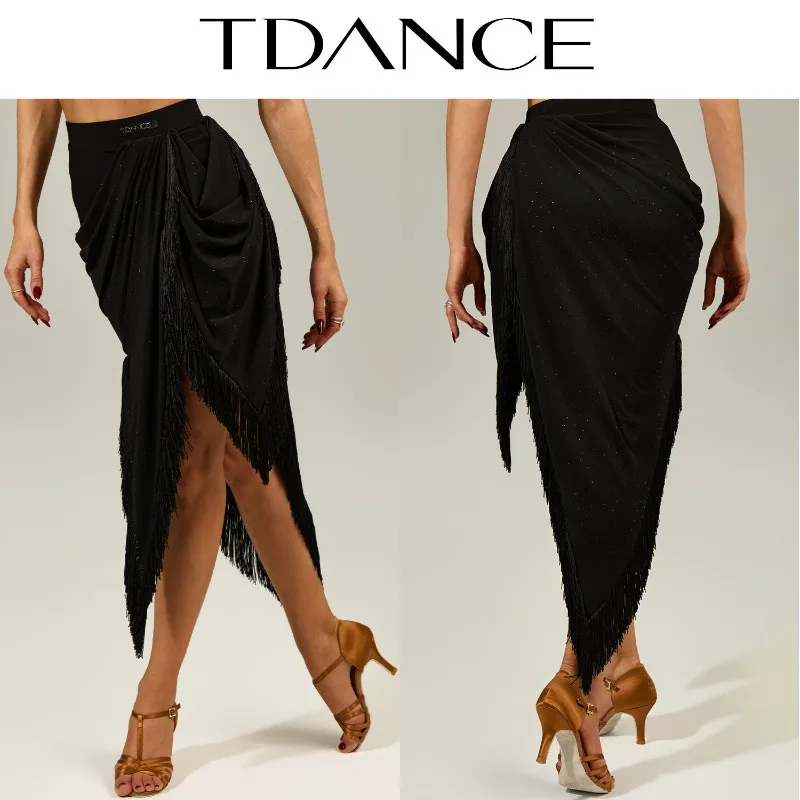 

Customized TDANCE Latin Practice Dress [Long Pleated Hollow Tassel Half Skirt] Class Dress Female Performance Dynamic GL-253
