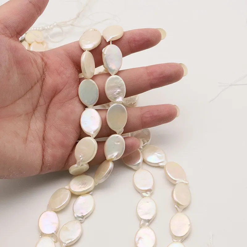 

12*20mmLarge Size Button Pearl Natural Freshwater Pearl White Oval Irregular ShapediyJewelry Necklace Accessories
