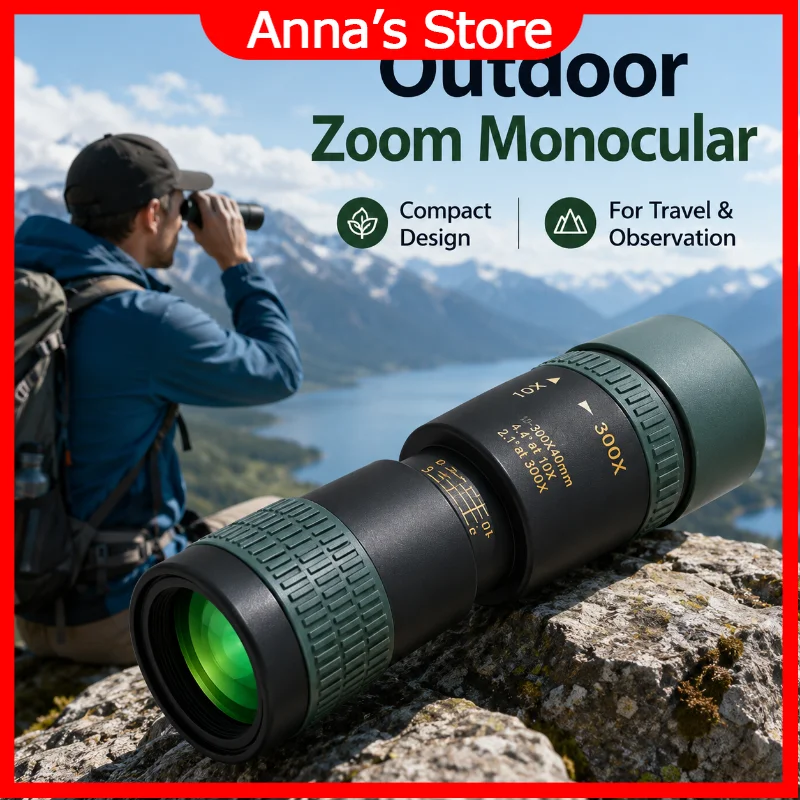 Professional Zoom Monocular Telescope HD Low Light Optical Scope Portable Handheld Outdoor Viewer Travel Photography Sightseeing