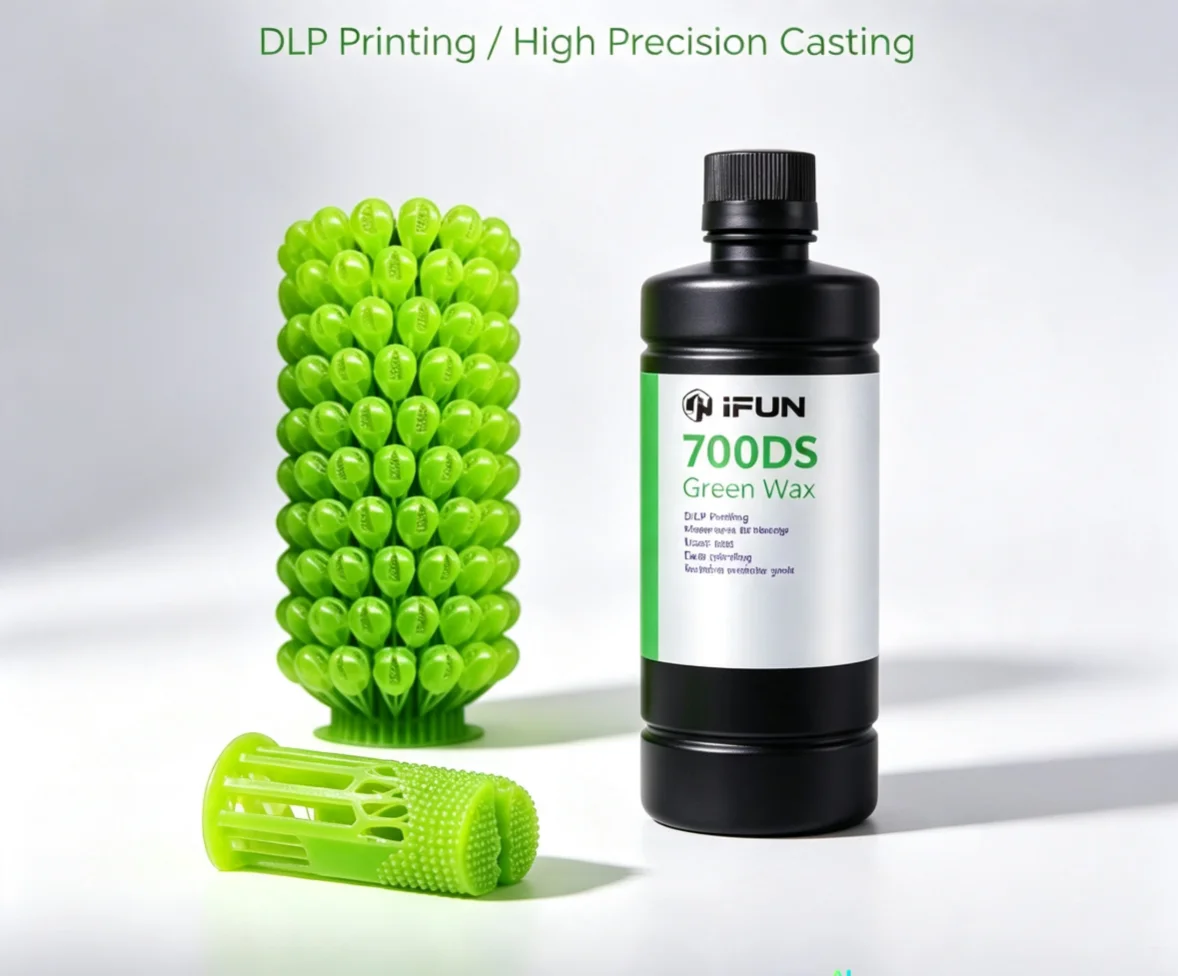 1KG Green Wax Photopolymer Resin for Jewelry Casting, 0.1mm Curing Depth 20-25MPa LCD DLP 3D Printing