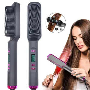 Peigne électrique chaud Brosse lissante multifonctionnelle pour cheveux raides Peigne aux ions négatifs Anti-brûlures Brosse à lisser 10 meilleurs lisseurs pour peignes à cheveux en vente - No 7