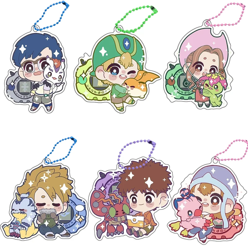 Anime Digimon Keychains Adventure Agumon Yagami Taichi Ishida Gabumon Diy Acrylic Action Toy Figures Game Collection Pendant