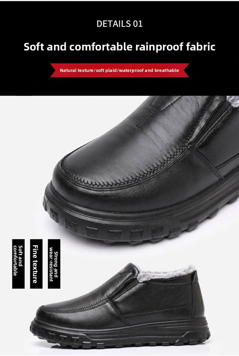 Herren Winter Slip-On Schuhe Wasserdicht Dick Plüsch Gefüttert Warme Casual Loafer Rutschfeste Plattform Schneestiefel – Detail 10