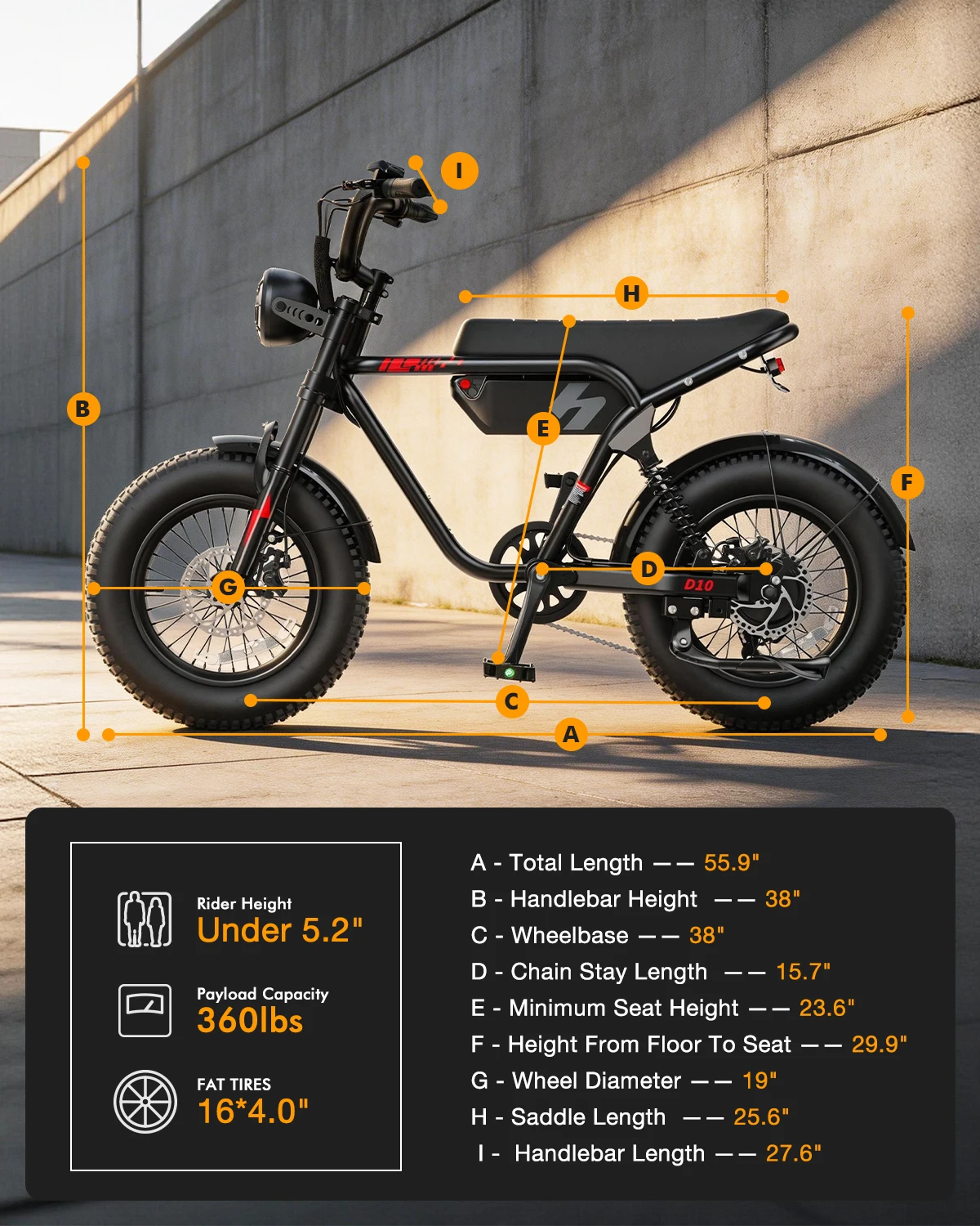 Hopepeak D10 Electric Bike, 16" Fat Tires Electric Mountain Bike, 1500W Peak Motor 48V 13Ah, 25 MPH 60Mi Range Off-Road Ebike with Full Suspension image 7