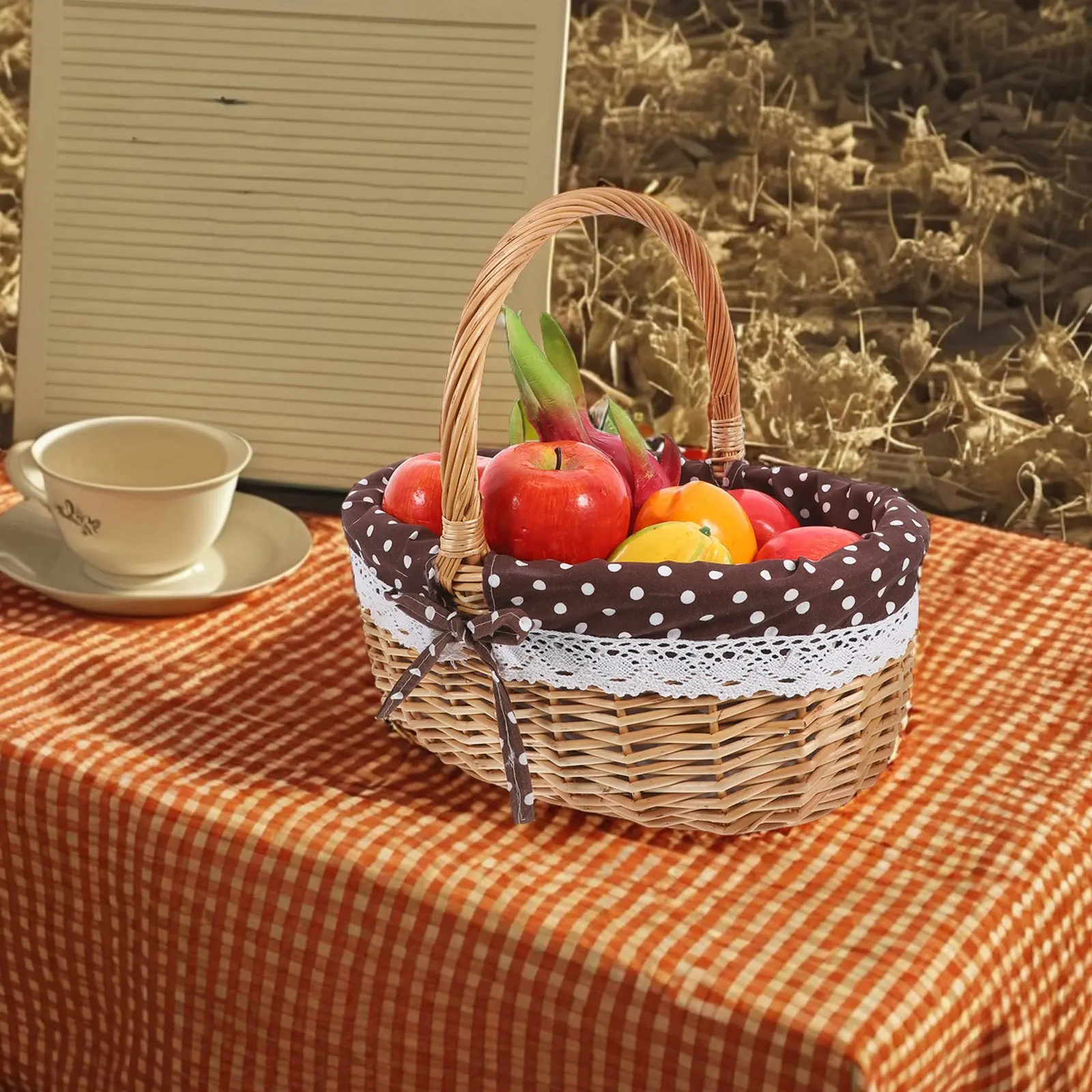 Snacks Food Gift Baskets - Handgemaakte rieten opbergmand met linnen voering,