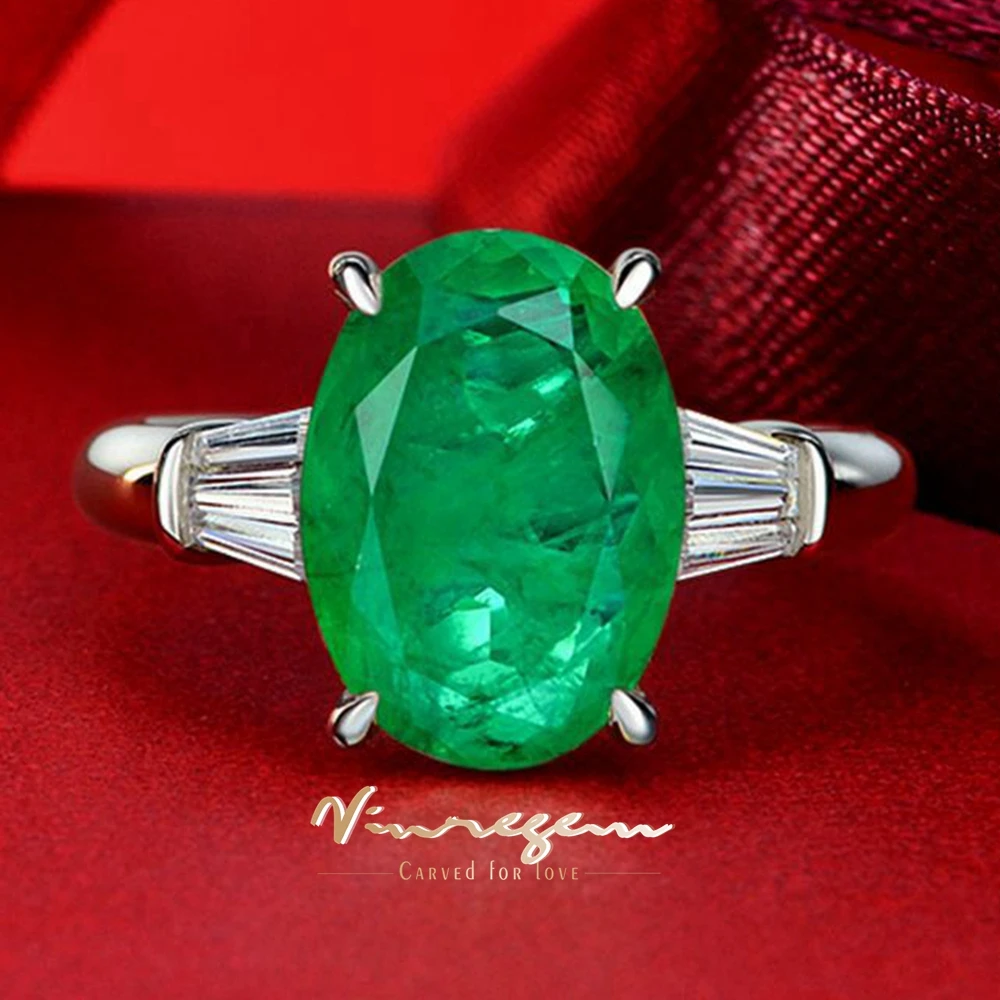 

Vinregem 10*14 мм 5 карат овальной огранки изумруд Параиба турмалин драгоценный камень стерлингового серебра 925 пробы обручальное кольцо для женщин ювелирные изделия