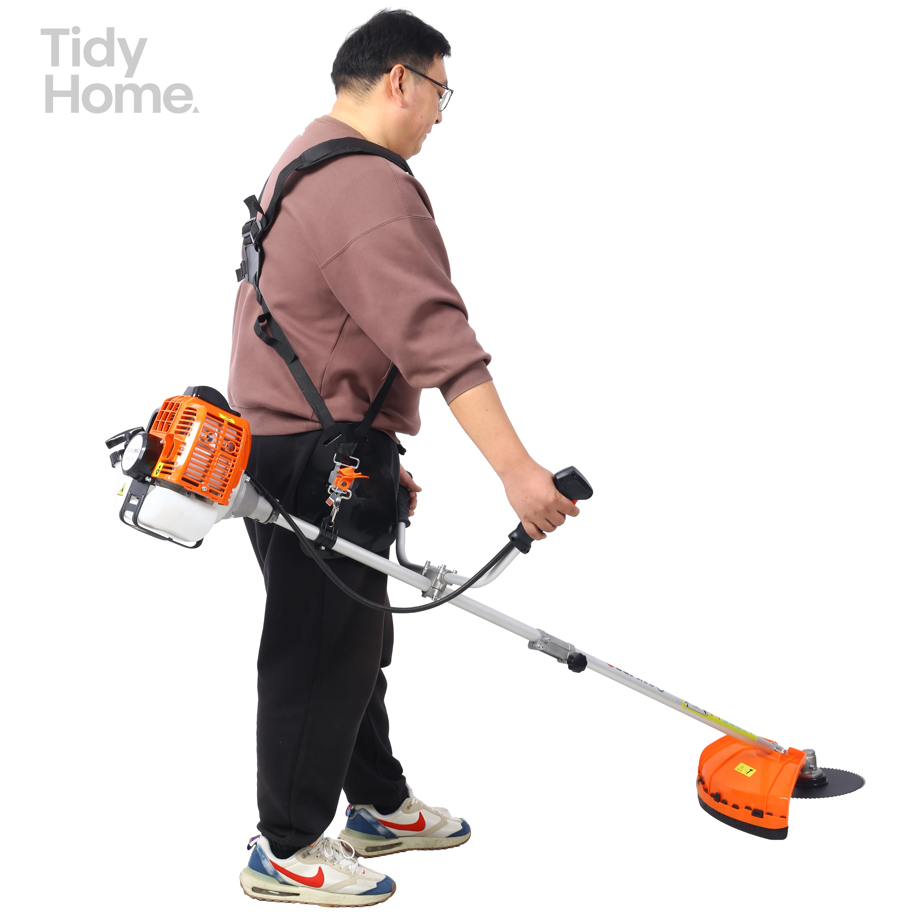 

4 in 1 Multi-Functional Trimming Tool, 33CC 2-Cycle Garden Tool System with Gas Pole Saw, Hedge Trimmer, Grass Trimmer, and Brus