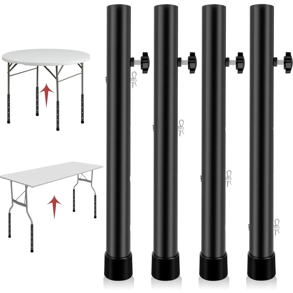 

Table Leg Extenders for Folding Tables, Folding Table Legs Extensions for Straight and Bent Legs, Heavy Duty Steel 4 Levels Adju
