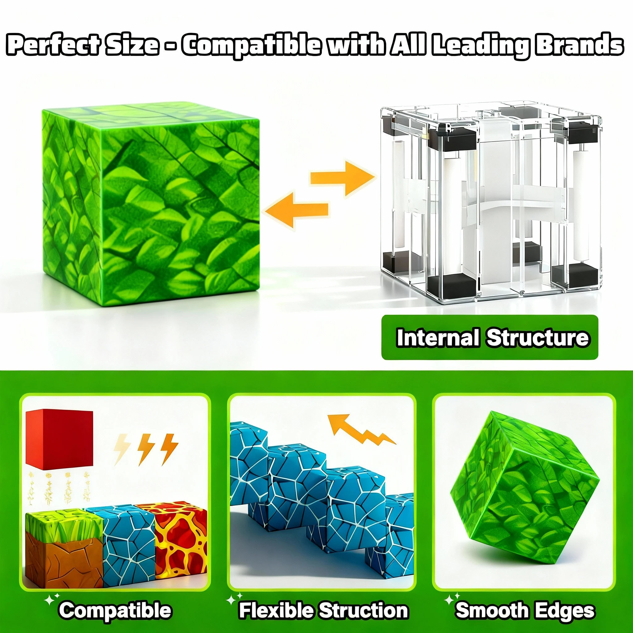 Seis tipos de blocos de construção magnéticos. Série Farm Volcano. Blocos de construção magnéticos DIY livremente. Brinquedos educativos.